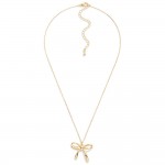 Wholesale dainty Chain Link Necklace Metal Bow Pendant L Extender L