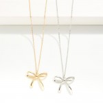 Wholesale dainty Chain Link Necklace Metal Bow Pendant L Extender L