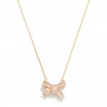 Wholesale metal Dainty Chain Link Necklace Cubic Zirconia Studded Bow Pendant L