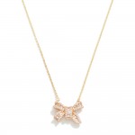 Metal Tone Dainty Chain Link Necklace With Cubic Zirconia Studded Bow Pendant 

- Approximately 16" L
- Extender 2.5" L 