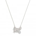 Wholesale metal Dainty Chain Link Necklace Cubic Zirconia Studded Bow Pendant L