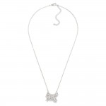 Wholesale metal Dainty Chain Link Necklace Cubic Zirconia Studded Bow Pendant L