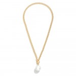 Wholesale chain Link Necklace Toggle Clasp Pearl Pendant L