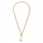 Wholesale chain Link Necklace Toggle Clasp Pearl Pendant L