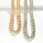 Wholesale set Two Metal Beaded Necklaces Rhinestone Disc Details L Extender L