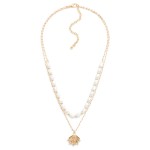 Wholesale layered Paperclip Chain Link Necklace Pearls Shell Pendant L Extender
