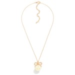 Wholesale gold Chain Link Necklace Bow Pearl Cluster Pendant L Extender L