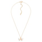 Chain Link Necklace Featuring Pearl Heart Bow Pendant 

- Approximately 15" L
- Extender 3" L