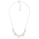 Wholesale dainty Chain Link Metal Beaded Necklace Pearl Dimpled Metal Charms L E