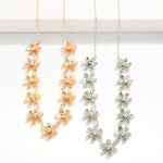 Wholesale chain Link Necklace Rhinestone Detail Metal Flower Chain L Extender L