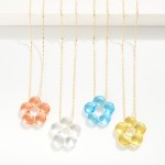 Wholesale ball Chain Link Necklace Glass Flower Pendant L Extender L