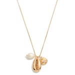 Box Chain Link Necklace Featuring Shell & Pearl Pendant 

- Approximately 16" L
- Extender 3" L