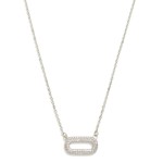 Wholesale dainty Chain Link Necklace Cubic Zirconia Rounded Rectangle Pendant L