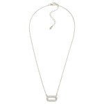 Wholesale dainty Chain Link Necklace Cubic Zirconia Rounded Rectangle Pendant L