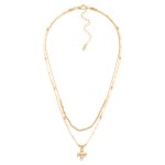 Wholesale layered Beaded Chain Link Necklace Dainty Bead Cross Pendant L Extende