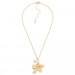 Wholesale chain Link Necklace Metal Flower Pearl Pendant L Extender L