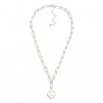 Wholesale paperclip Chain Link Necklace Clover Pendant L Extender L