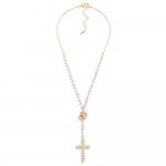 Wholesale beaded Cross Necklace Rhinestone Details L Extender L