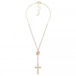 Beaded Cross Necklace With Rhinestone Details 

- Approximately 24" L
- Extender 3" L