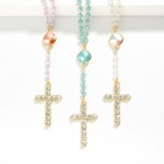 Beaded Cross Necklace With Rhinestone Details 

- Approximately 24" L
- Extender 3" L