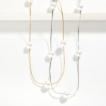 Wholesale layered Box Chain Necklace Pearl Stations L Extender L