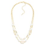 Wholesale layered Paper Clip Chain Link Necklace Class Crystal Faceted Bead Stat