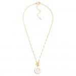Wholesale gold Chain Link Necklace Faceted Beads Beaded Flower Toggle Pendant L