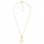 Wholesale gold Chain Link Necklace Faceted Beads Beaded Flower Toggle Pendant L