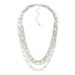 Wholesale layered Multi Chain Link Pearl Beaded Necklace L Extender L