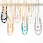 Wholesale two Piece Necklace Set Layered Triangle Rhinestone Pendant Necklace an