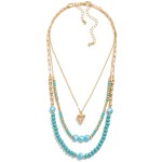Wholesale two Piece Necklace Set Layered Triangle Rhinestone Pendant Necklace an