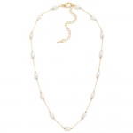 Gold Tone Chain Link Necklace Featuring Bead Stations 

- Approximately 16" L