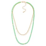Wholesale layered Necklace Faceted Beads Pressed Gold Tassel Stations L Extender