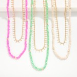 Wholesale layered Necklace Faceted Beads Pressed Gold Tassel Stations L Extender