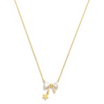 Wholesale gold Dipped Dainty Chain Link Necklace Rhinestone Bow Star Pendant L E