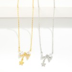 Wholesale gold Dipped Dainty Chain Link Necklace Rhinestone Bow Star Pendant L E