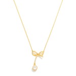 Wholesale dainty Gold Dipped Chain Link Necklace Rhinestone Bow Pendant Rhinesto