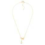 Wholesale dainty Gold Dipped Chain Link Necklace Rhinestone Bow Pendant Rhinesto