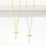 Wholesale dainty Gold Dipped Chain Link Necklace Cross Pendant White Yellow Gold