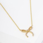 Wholesale dainty Chain Link Necklace Cubic Zirconia Bow Pendant L Extender L Hyp