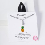 Wholesale dainty Gold Dipped Chain Link Necklace Pineapple Pendant White k Gold