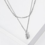 Wholesale dainty Gold Dipped Chain Link Necklace Pineapple Pendant White k Gold