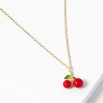 Wholesale dainty Chain Link Necklace Cherries Pendant L Extender L Hypoallergeni