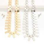 Wholesale linked Shield Collarbone Necklace Metal Stud Earrings L Extender L