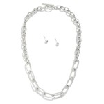 Wholesale paper Clip Circle Chain Link Necklace Metal Stud Earrings L Toggle Cla