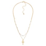 Wholesale layered Chain Link Beaded Necklace Dainty Ball Cross Pendant L Extende
