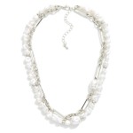 Wholesale layered Necklace Pearl Beaded Chain Link Strands L Extender L