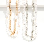Wholesale layered Necklace Pearl Beaded Chain Link Strands L Extender L