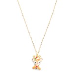 Wholesale dainty Chain Link Necklace Enamel Reindeer Pendant Cubic Zirconia Deta