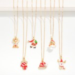 Wholesale dainty Chain Link Necklace Enamel Reindeer Pendant Cubic Zirconia Deta